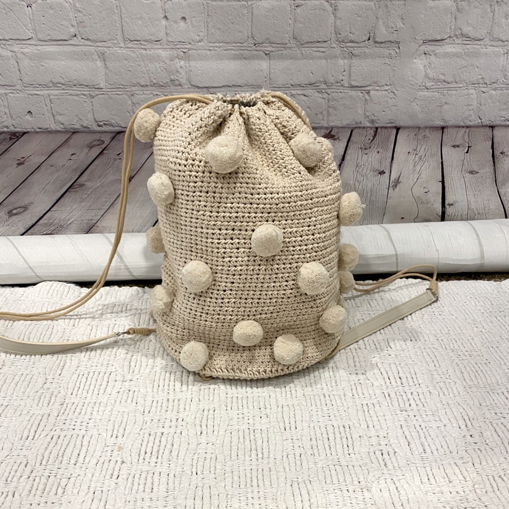 ZARA Pom Pom Knit Backpack